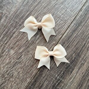 Cream Bow Hair Clips for Kids